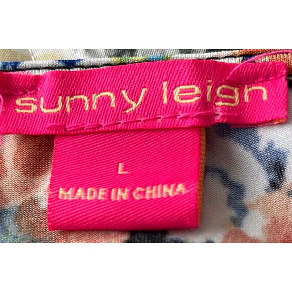 SUNNY LEIGH SHORT SPLIT SLV, V-NECK, TUNIC TOP, WOMENS, L, MULTICOLORED FLORAL - Picture 10 of 12